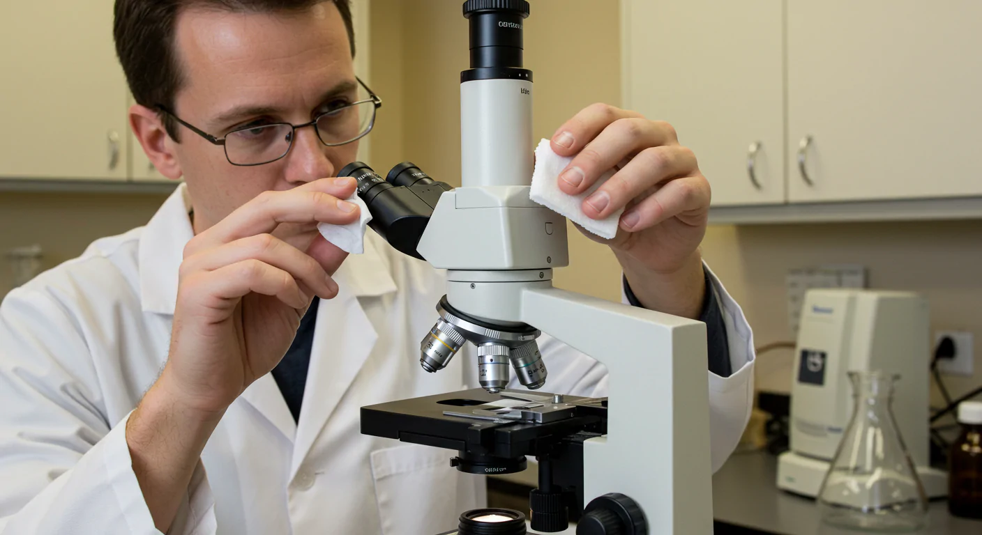 How to clean the microscope lens